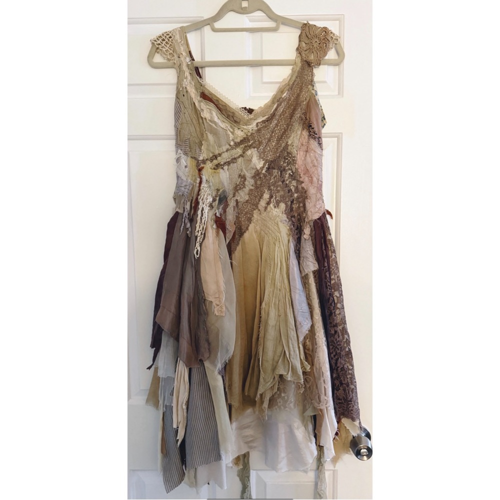 Beautiful Custom-Made, Layered, Bohemian Statement Dress from Vintage Fabric